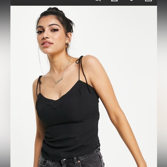 NWT Abercrombie&Fitch Black Smocked Back Cami Adjustable Straps , Large - Picture 1 of 9